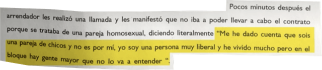 El casero niego el alquiler a los hombres alegando que en el bloque vive gente mayor que no lo va entender